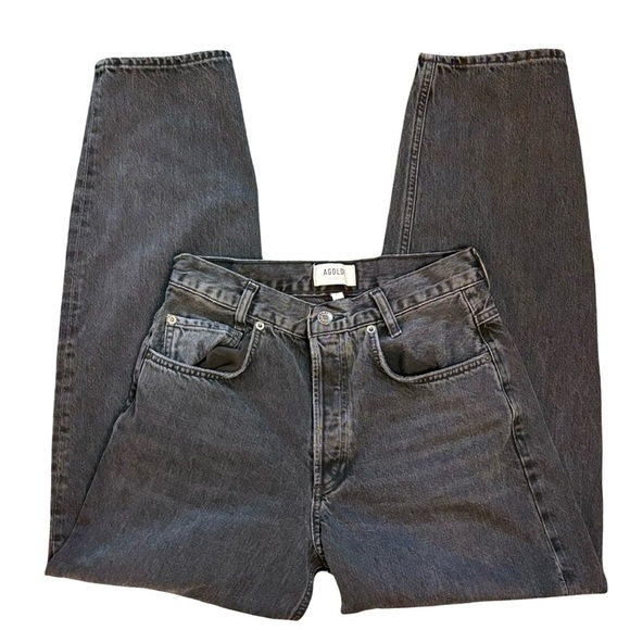 Agolde Tapered Baggy Jean in Washed Black High Rise Button Fly 80s Inspo Size 27 - Picture 6 of 13